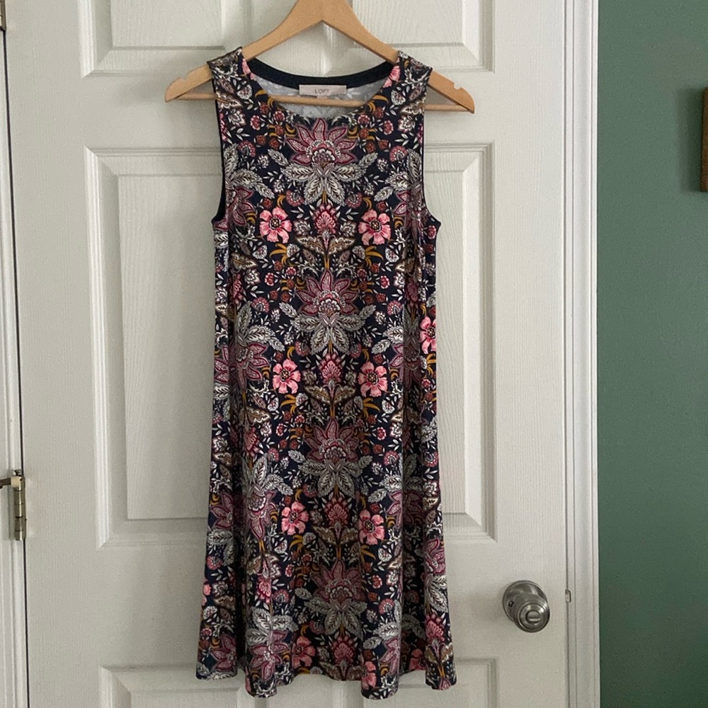 LOFT sleeveless stretchy knit swing dress, XS, like new! Super comfortable!